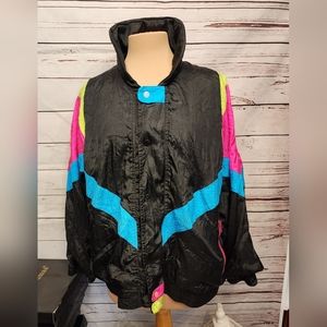 Iridescent Neon color Jogger Jacket Vintage 1980s reborn